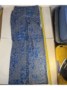 Banana Republic Blue Print Wide Leg Pants Womens 2R Lined Career Casual